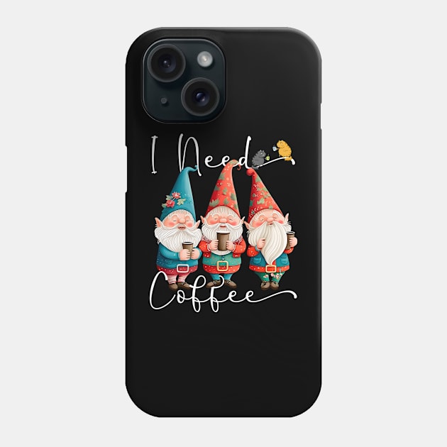 I Need Coffee Funny Coffee & Gnome Lovers Floral Easter Phone Case by Ai Wanderer