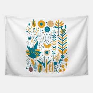 Bohemian Style Floral Shapes Tapestry