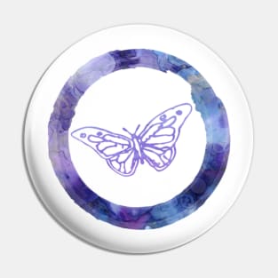 Purple Blue Butterfly Emoji Pin