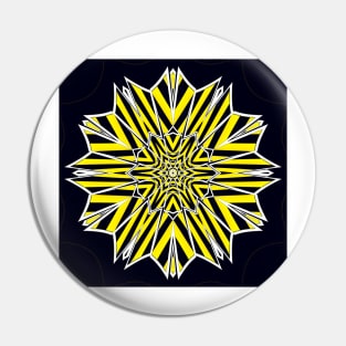 Intricate yellow and black chevron floral fantasy pattern in the style of David Hockney Pin