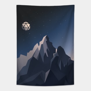 Snowy Mountain Night D20 Dice Full Moon TTRPG Landscape Tapestry