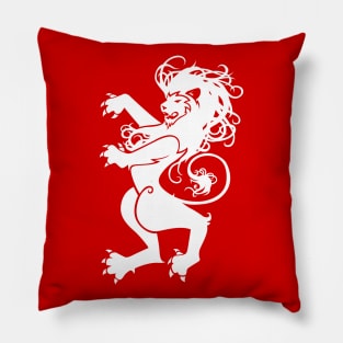 Rampant Lion in White Pillow