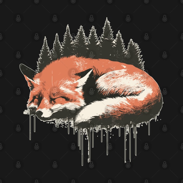 Vintage Sleeping Fox by TomFrontierArt
