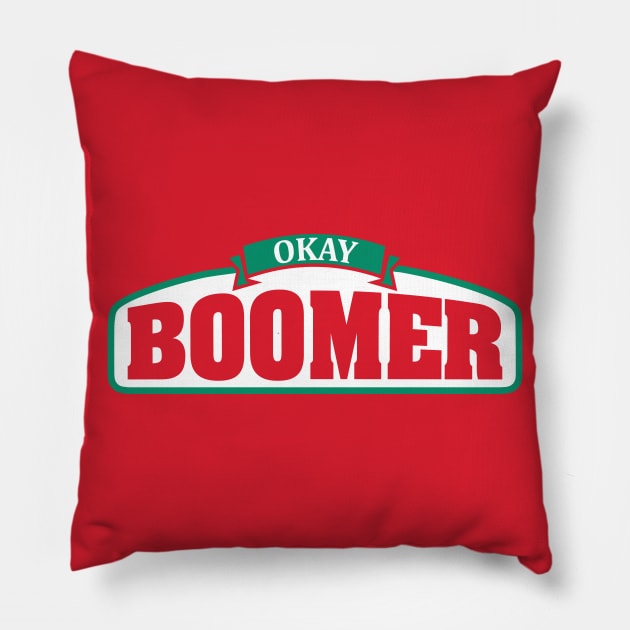 OK BOOMER Pillow by Censored_Mask