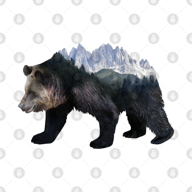 Dramabite Bear Double Exposure Surreal Wildlife Animal Mountains by dramabite