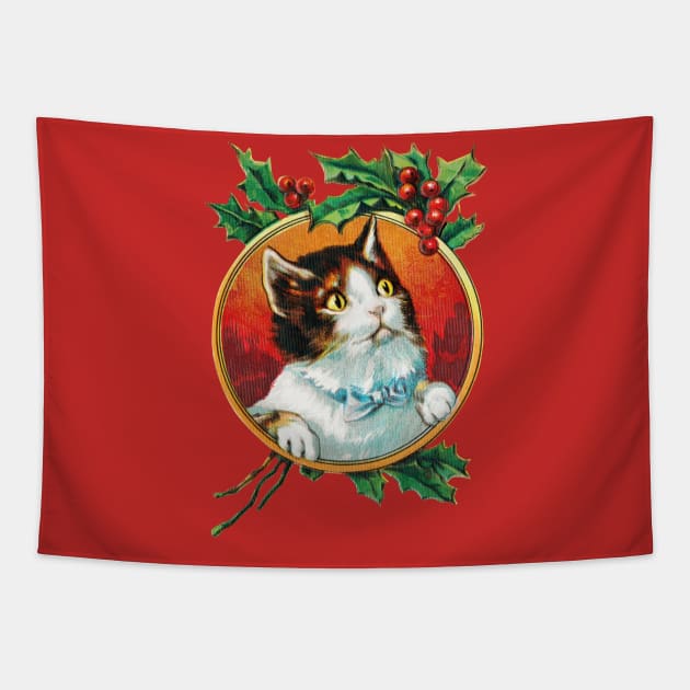 FUNNY HOLIDAY CAT VINTAGE DESIGN Tapestry by EmoteYourself