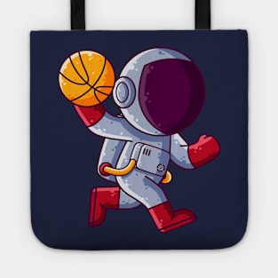 Cute Astronaut Playing Basketball Cartoon Tote