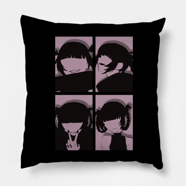 Call of the Night or Yofukashi no Uta Anime Characters Nazuna Nanakusa Face without Eyes in Cool 4 Panels Pop Art Style Pillow by Animangapoi