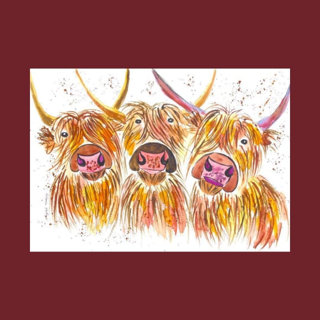 Three Highland Cows by Casimirasquirkyart