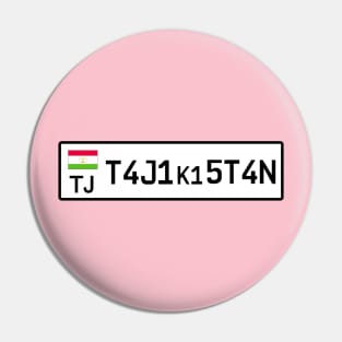 Tajikistan car license plate Pin