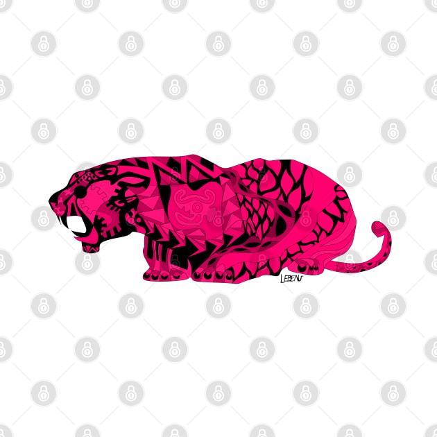 giant beast asian tiger ecopop in red pink in the wild pattern by jorge_lebeau