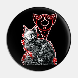 Magic Black Cat - Red & White Outlined Version Pin