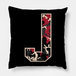 Initial Capital Letter J Camo Alphabet Gift Women Men Boys Girls Pillow