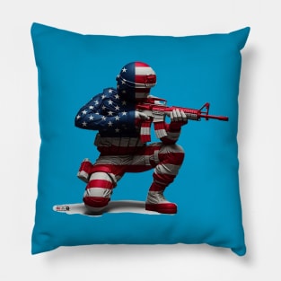 American Military Soldier and USA Flag by focusln Pillow