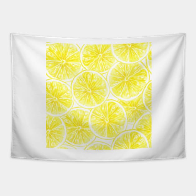 Lemon slices pattern watercolor Tapestry by katerinamk