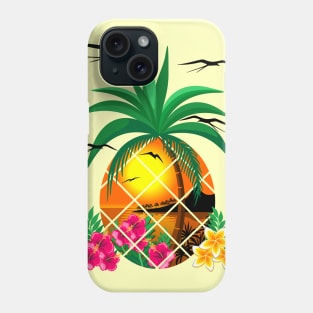 Pineapple Tropical Sunset, PalmTree and Flowers Phone Case