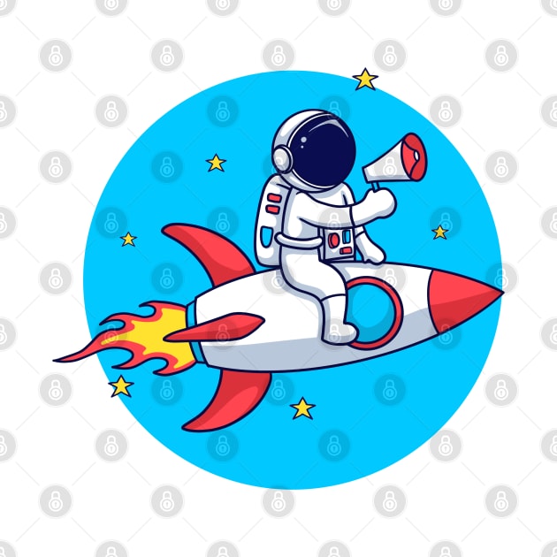 Cute Astronaut Riding Rocket With Speaker by dailydadacomic