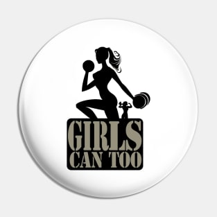 gym girls silhouettes and the quote 'Girls can too' Pin