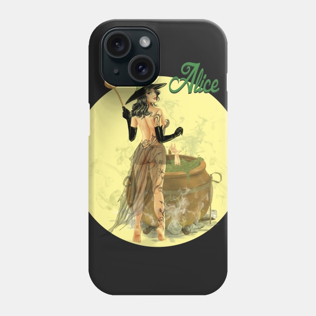 Alice The Witch Pin Up Girl Phone Case by Hellustrations