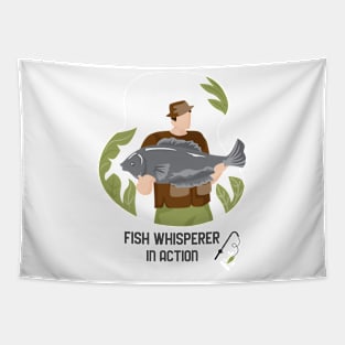 Fish Whisperer in Action Sport Fishing Tapestry