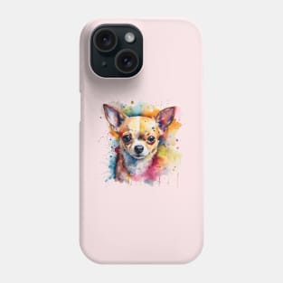 Chihuahua Bright Watercolor Painting With Splatters Phone Case