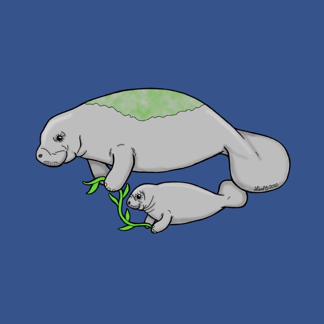 Manatee and Calf by HonuHoney