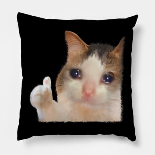 Crying Cat Thumbs Up Pillow