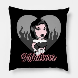 Whatever Girl Doll Black Out Heart v4 Pillow