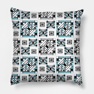 Mosaic Pattern. blue. white. grey. Pillow