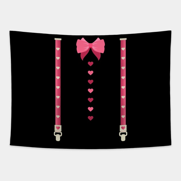 Hearts Bow Tie Suspenders Valentines Day Costume Tapestry by Tesszero