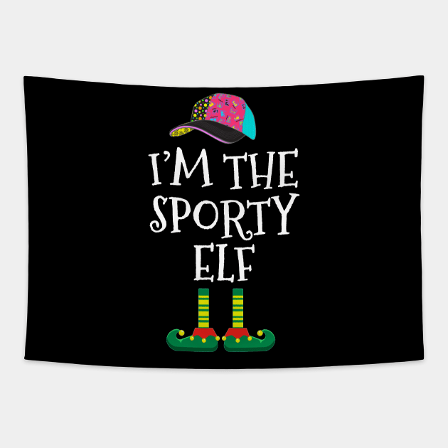 I am Sporty Elf Funny  Family Christmas Tapestry by TeeAaron