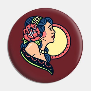 Traditional Retro Girl With Rose On Her Hair Pin