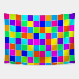 Random Colorful Squares With White Lines Tapestry