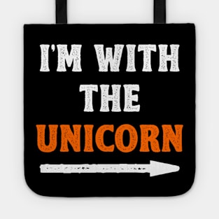 Funny Halloween I'm With The Unicorn Costume Couple Tote