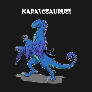 Karatesaurus! blue for dark backgrounds T-Shirt