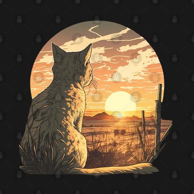 Cat Watching Sunset Scene by FunnyZone