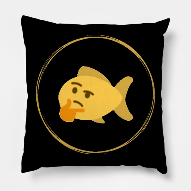 Thinking Fish Emoji Pillow by maywither