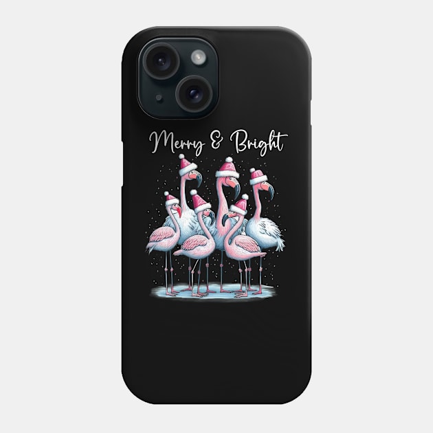 Merry And Bright Flamingos Phone Case by RefinedApparelLTD