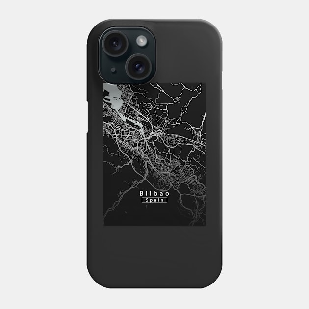 Bilbao Spain City Map dark Phone Case by Robin-Niemczyk