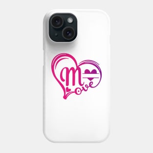 letter m monogram in the shape of love Phone Case