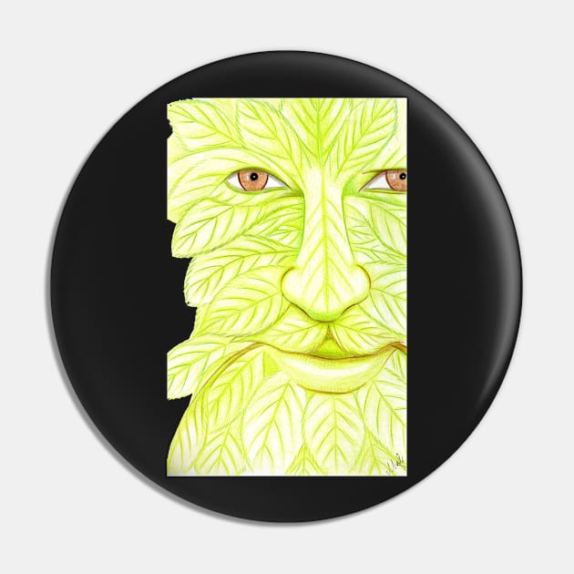 Man of the Forest, Green Man- Yellow Pin by EarthSoul