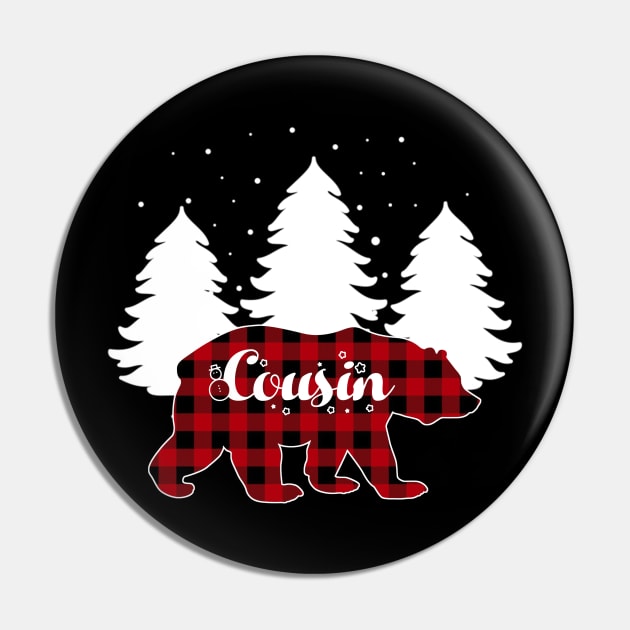 Buffalo Red Plaid Cousin Bear Matching Family Christmas Pin by Kagina