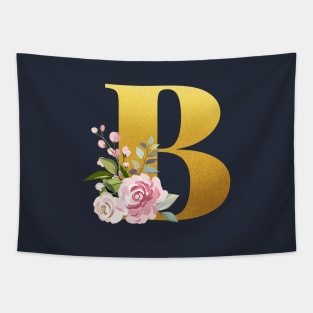 Floral Monogram Bravo Letter B Tapestry