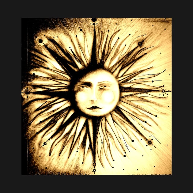 op art sun face astrology stars deco man in moon art by jacquline8689