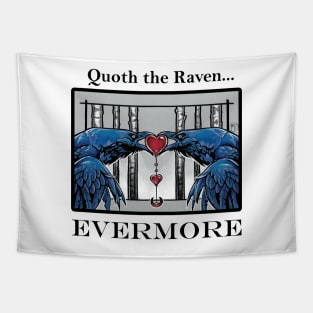 A Raven's Love - Quoth The Raven - Black Outlined Version Tapestry