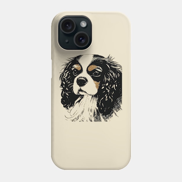 cavalier king charles spaniel drawing Phone Case by Sketchy