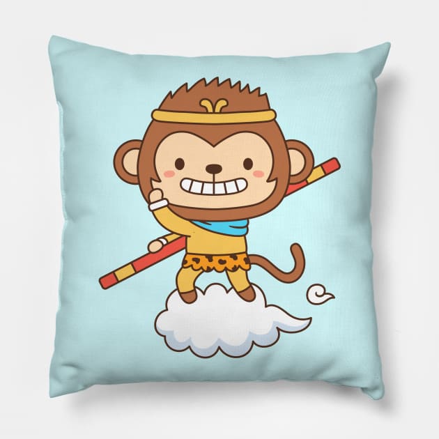 Cute Monkey King Sun Wukong Pillow by rustydoodle