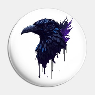 Gothic Mystical Raven Head Abstract Design Pin