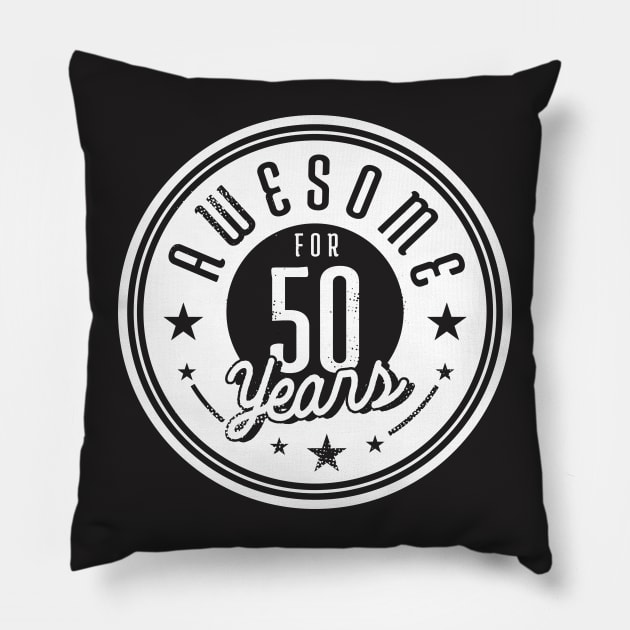 Vintage Awesome for 50 Years // Retro 50th Birthday Celebration W Pillow by Now Boarding