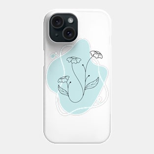 Minimal Blue Floral Art Phone Case